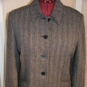 Haggar Grey Pinstripe Blazer Jacket Lined Vintage (K17)